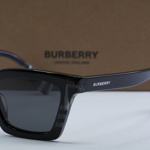 Burberry BE4392U 405187 Square Sunglasses - Black/Check White/Dark Grey main image 7